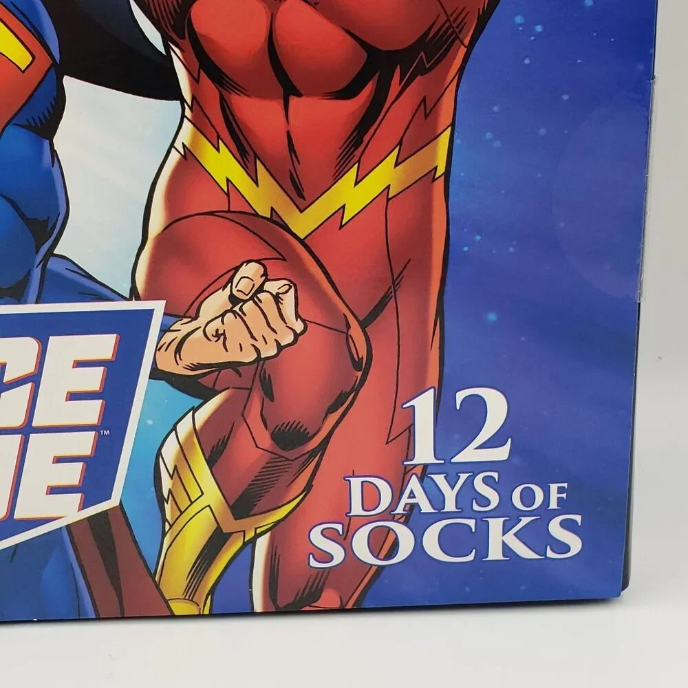 Justice League DC Comics Novelty Socks 12 Pairs Advent Gift‎ Box Adult Size 6-12